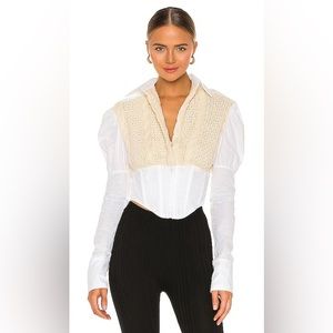 GUIZIO - Knit corset puff sleeve top